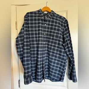 L.L. Bean Men's Blue Checkered Button Down Shirt- Mid Weight